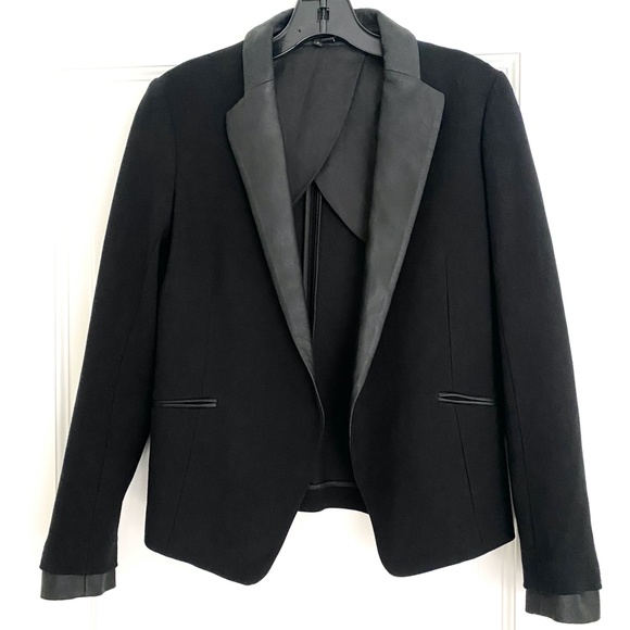 Theory Leandria Leather Trim Tuxedo Blazer - 2 - Picture 4 of 7